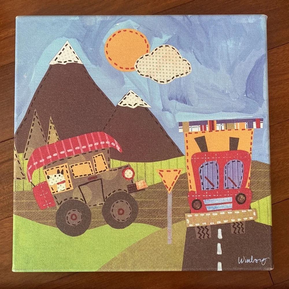 Kids Oopsy daisy too Transportation Wall (3) Canvas Art Bundle- Sz 10”x10”
